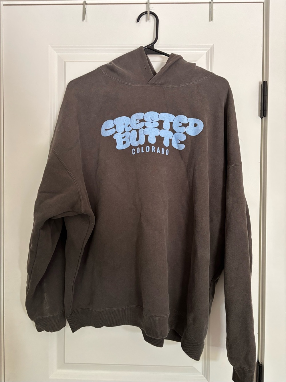 Crested Butte Colorado Hoodie in Grey with Light Blue Logo